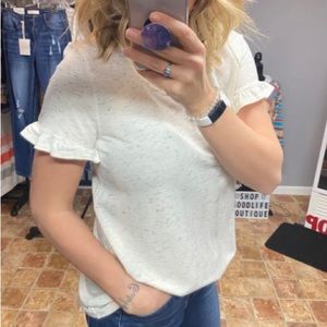 BOUTIQUE S/S Criss Cross Back Ruffle Sleeve Top NEW!